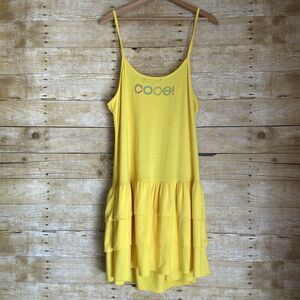 Coogi Bright Yellow Sundress With Ruffle & Chain Accent - Size 1X - Rhinestones